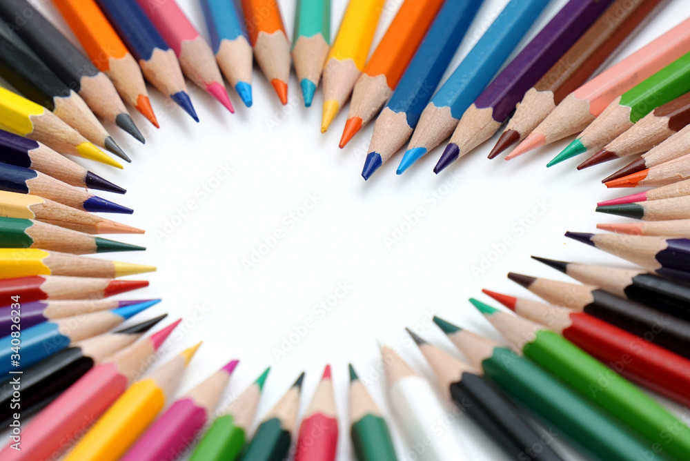 color pencils with white background, concept learning tools. color pencils with white background, concept learning tools.