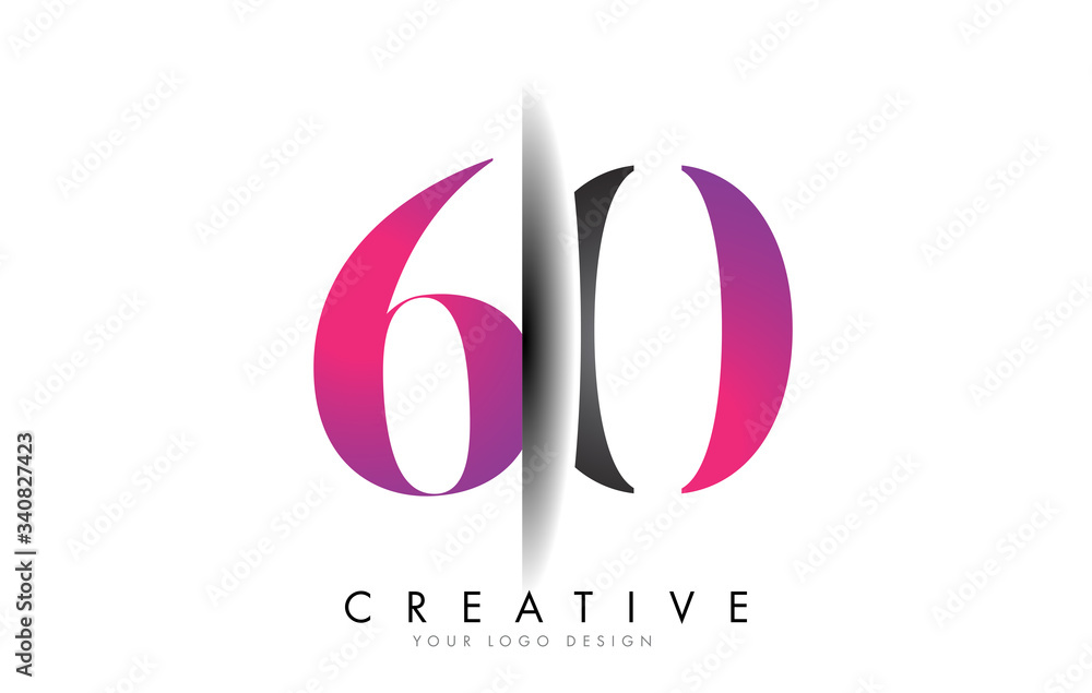 60 6 0 Grey and Pink Number Logo with Creative Shadow Cut Vector. 60 6 0 Grey and Pink Number Logo with Creative Shadow Cut Vector.