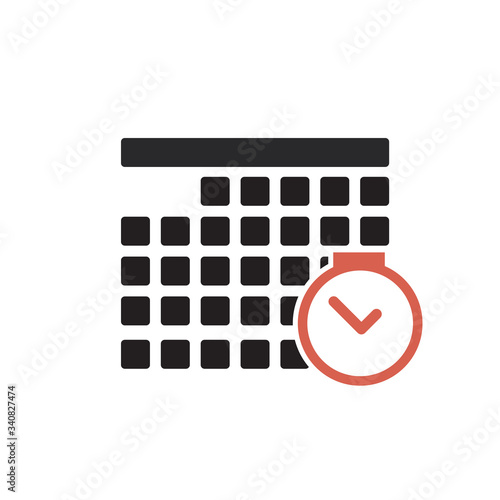 Calendar with clock icon. S...