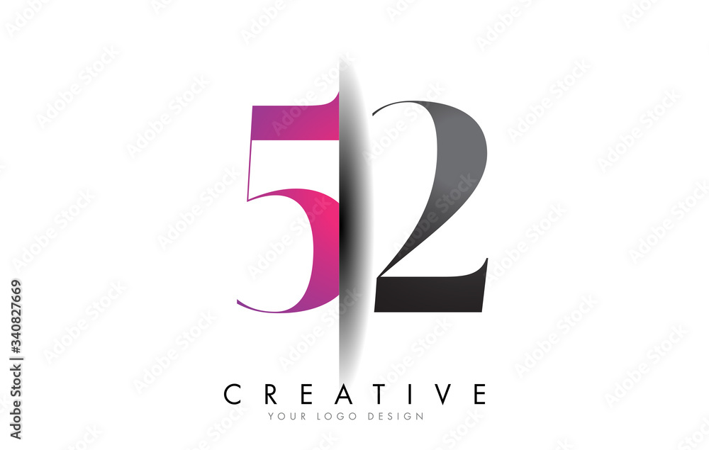 52 5 2 Grey and Pink Number Logo with Creative Shadow Cut Vector. 52 5 2 Grey and Pink Number Logo with Creative Shadow Cut Vector.