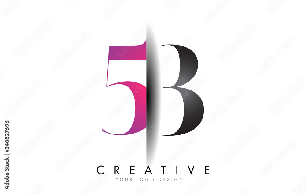 53 5 3 Grey and Pink Number Logo with Creative Shadow Cut Vector. 53 5 3 Grey and Pink Number Logo with Creative Shadow Cut Vector.