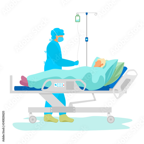 medical care. patient care in the hospital. treating people. vector illustration