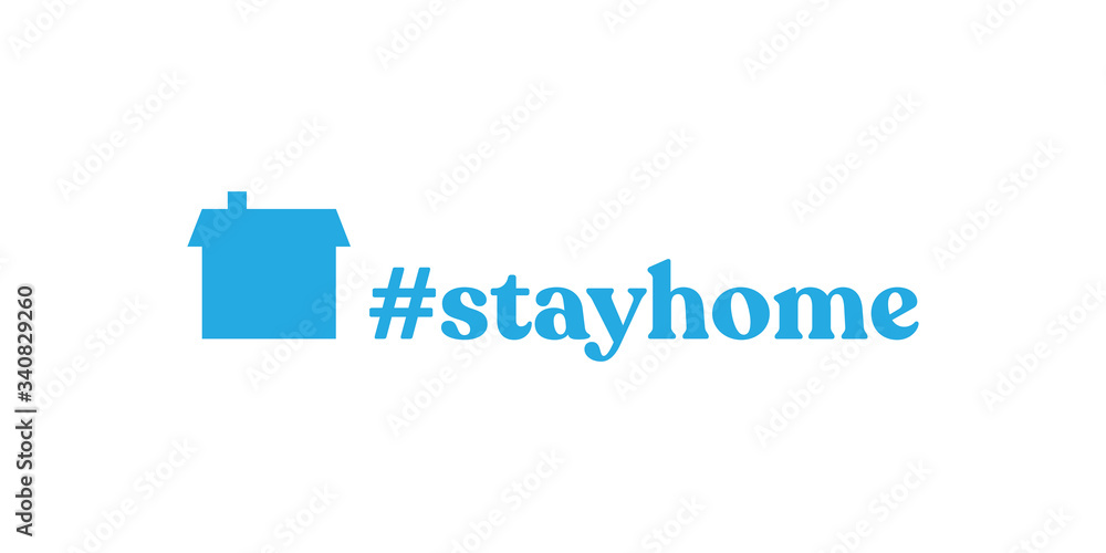 Stay home button with house icon and hashtag message. Quarantine campaign symbol for coronavirus outbreak prevention.