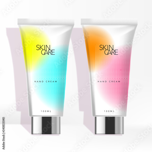 Vector Cosmetics or Healthcare Tube Design with Vibrant Gradient Design for Shower, Wash, Cream, Lotion, Gel, Cleanser, Shampoo and Conditioner
