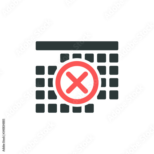 Carantine covid-19 calendar icon. stay home icon. Calendar Page time management icon with cross. Days off. Stock Vector illustration isolated on white background.