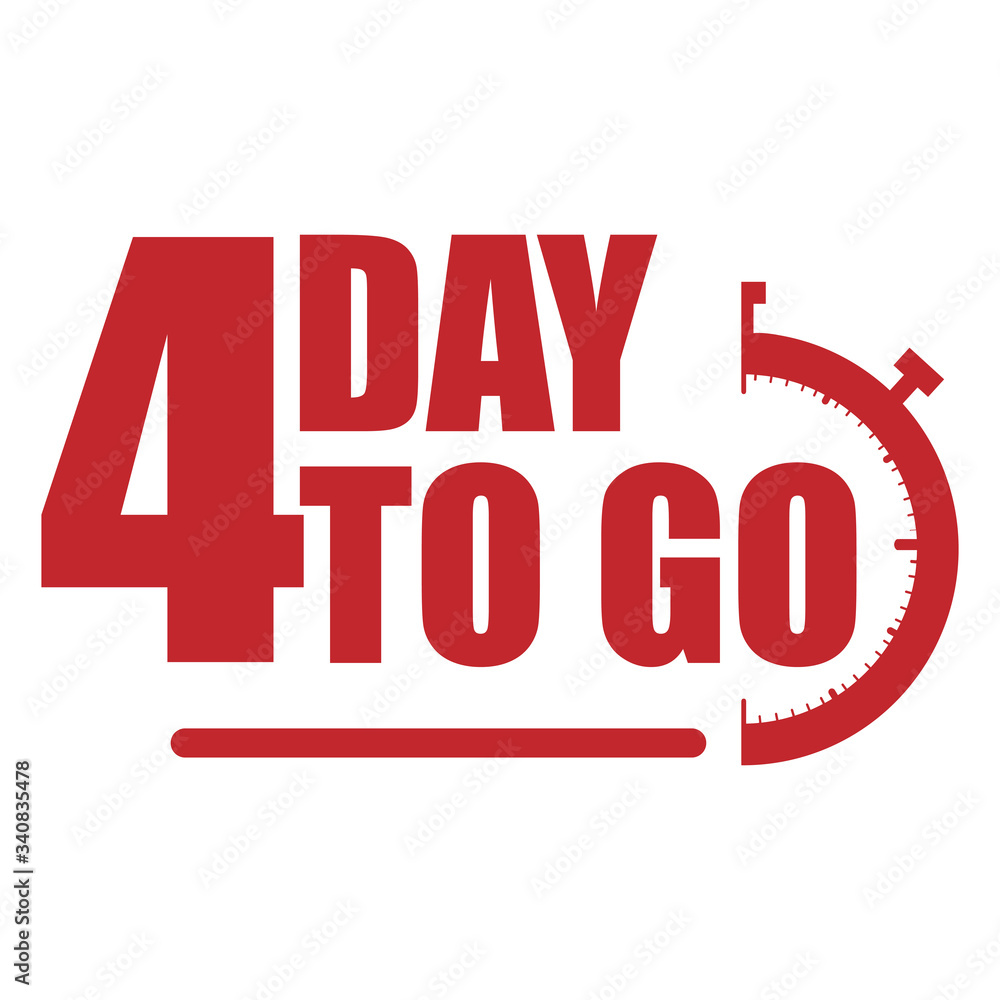 4 day to go label, red flat promotion icon, Vector stock illustration: For any kind of promotion 4 day to go label, red flat promotion icon, Vector stock illustration: For any kind of promotion