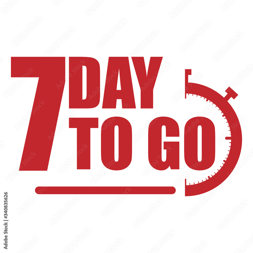 7 day to go label, red flat promotion icon, Vector stock illustration: For any kind of promotion 7 day to go label, red flat promotion icon, Vector stock illustration: For any kind of promotion