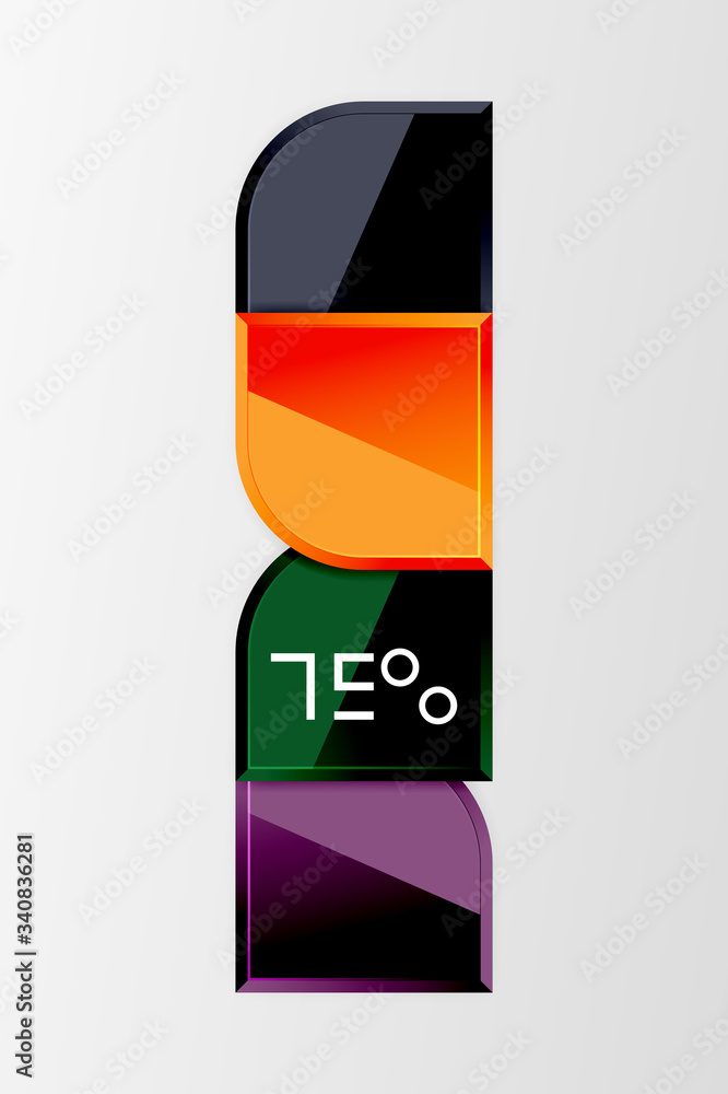 Fototapeta premium Glossy glass squares with round elements geometric composition. Abstract geometric background with 3d effect composition For Wallpaper, Banner, Background, Card, Book Illustration, landing page