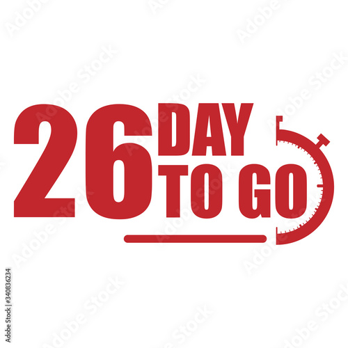 26 day to go label, red flat promotion icon, Vector stock illustration: For any kind of promotion