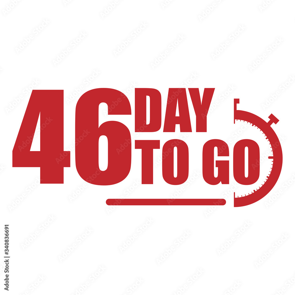 Plakat 46 day to go label, red flat promotion icon, Vector stock illustration: For any kind of promotion
