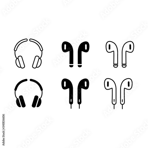 Headphones set icons. Vector