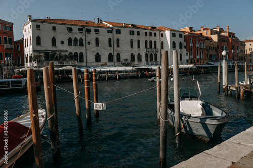 Boat Parking spaces in Venice | VENICE, ITALY - 16 SEPTEMBER 2018. 