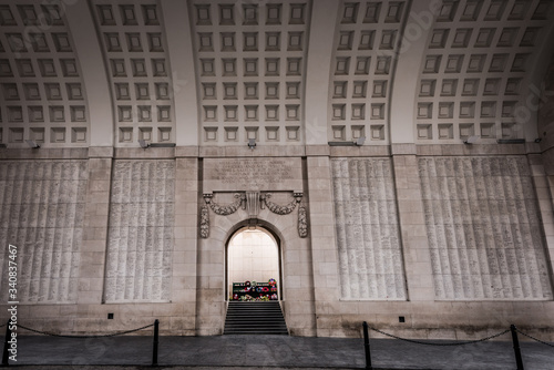 Ypres, Belgium - Apr 2014: The Menin Gate memorial to the dead of World War 1, Ypres, Belgium photo