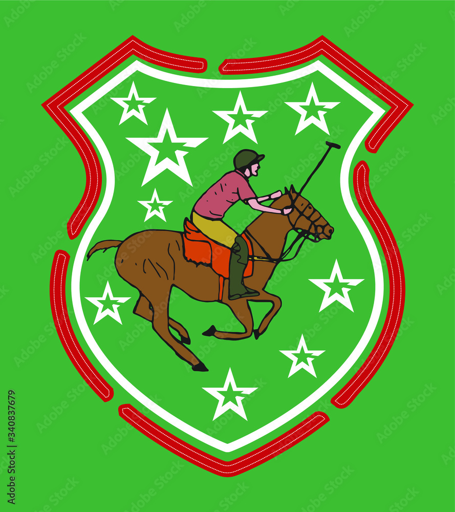 polo sports print and embroidery graphic designs vector art