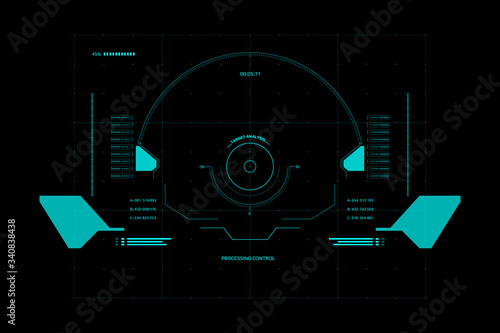 HUD Futuristic Interface Screen Design Element. UI Technology Virtual Reality View Display Object Vector.