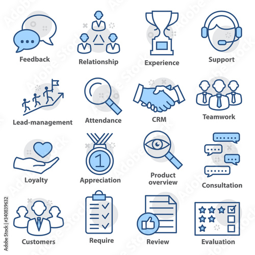 Business management icons in line style. Pack 03.