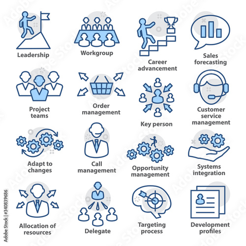 Business management icons in line style. Pack 02.