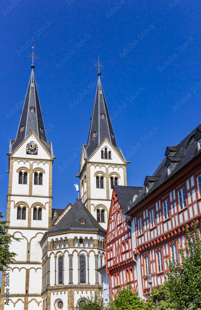 Towers of the St. Severus church in Boppard, Germany