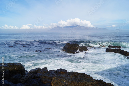 waves crashing on rocks