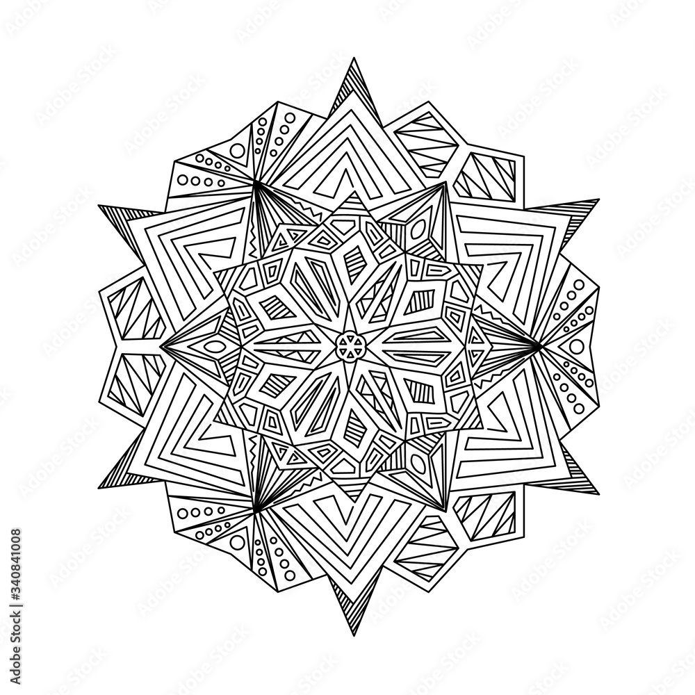 Mandala for coloring book or ethnic decorative round ornaments. Circle with floral ornament. Arabic, indian or african decor for anti-stress therapy coloring page. Isolated design elements - Vector.