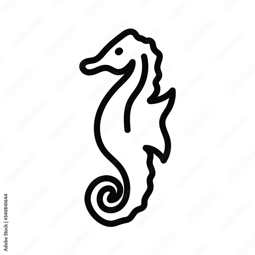 Seahorse marine fish aquatic icon doodle freehand style vector illustration 
