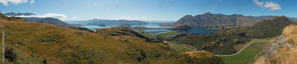 View of Lake Wanaka from Lake Wanaka Viewpoint in Otago on South Island of New Zealand
