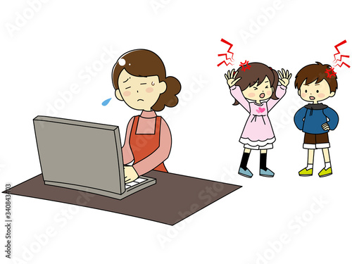 テレワーク中の親と、邪魔する子供
