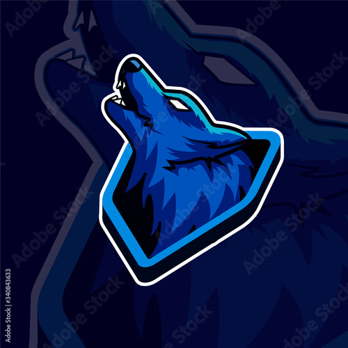 Blue wolf mascot esport logo for esport team