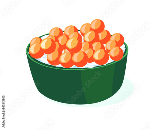 sushi japanese food caviar asia rice raw fish sea food icon isolated on white background 