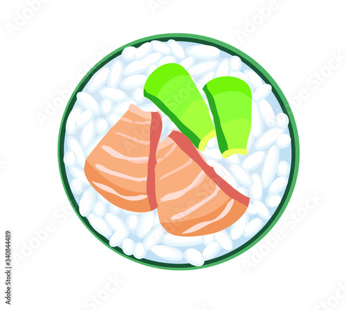 maki avocado salmon sushi japanese food asia rice raw fish sea food icon isolated on white background 