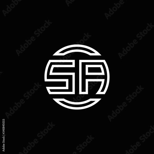 SA logo monogram with negative space circle rounded design template photo