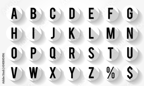 Flat Design Letters, icons alphabet with long shadow, concept background
