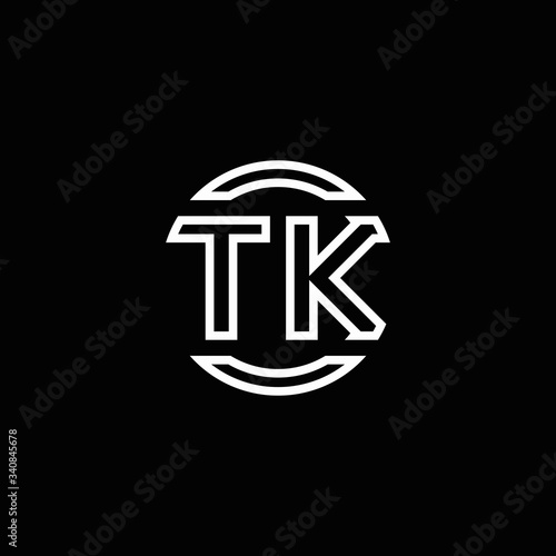 TK logo monogram with negative space circle rounded design template photo