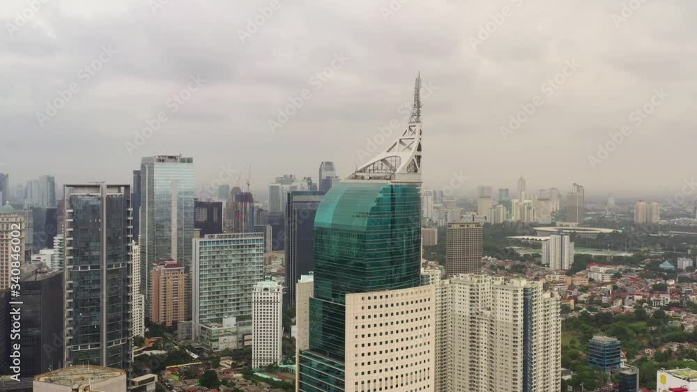 day time jakarta cityscape downtown district aerial panorama 4k indonesia