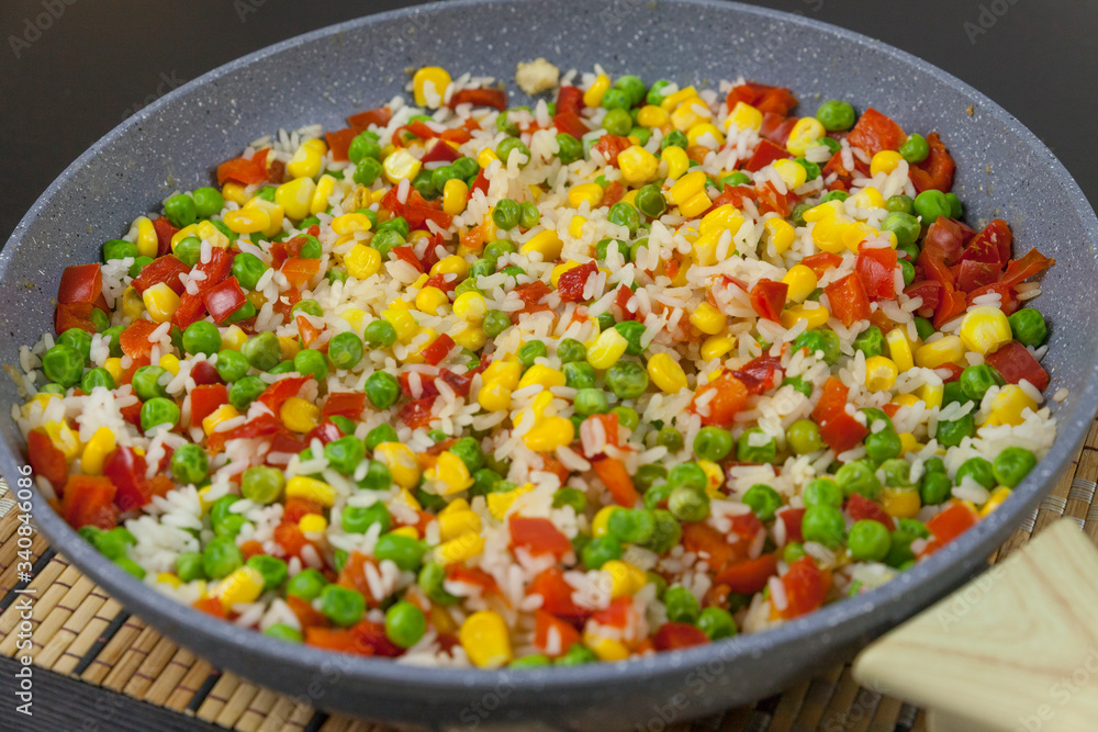 vegetable mixture in a frying pan vegetable mixture in a frying pan