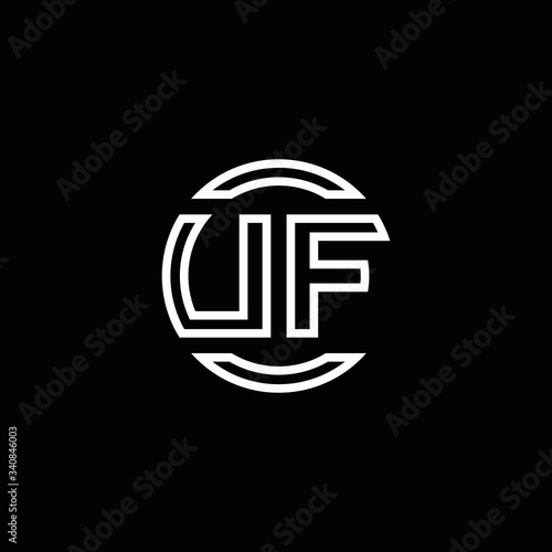 UF logo monogram with negative space circle rounded design template