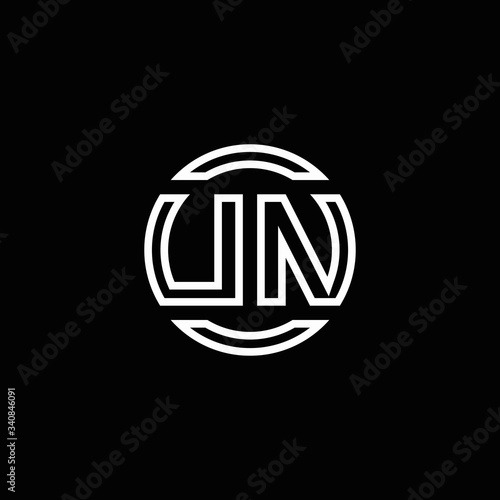 UN logo monogram with negative space circle rounded design template