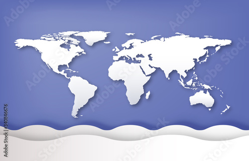 vector of world maps globe, paper cut art style