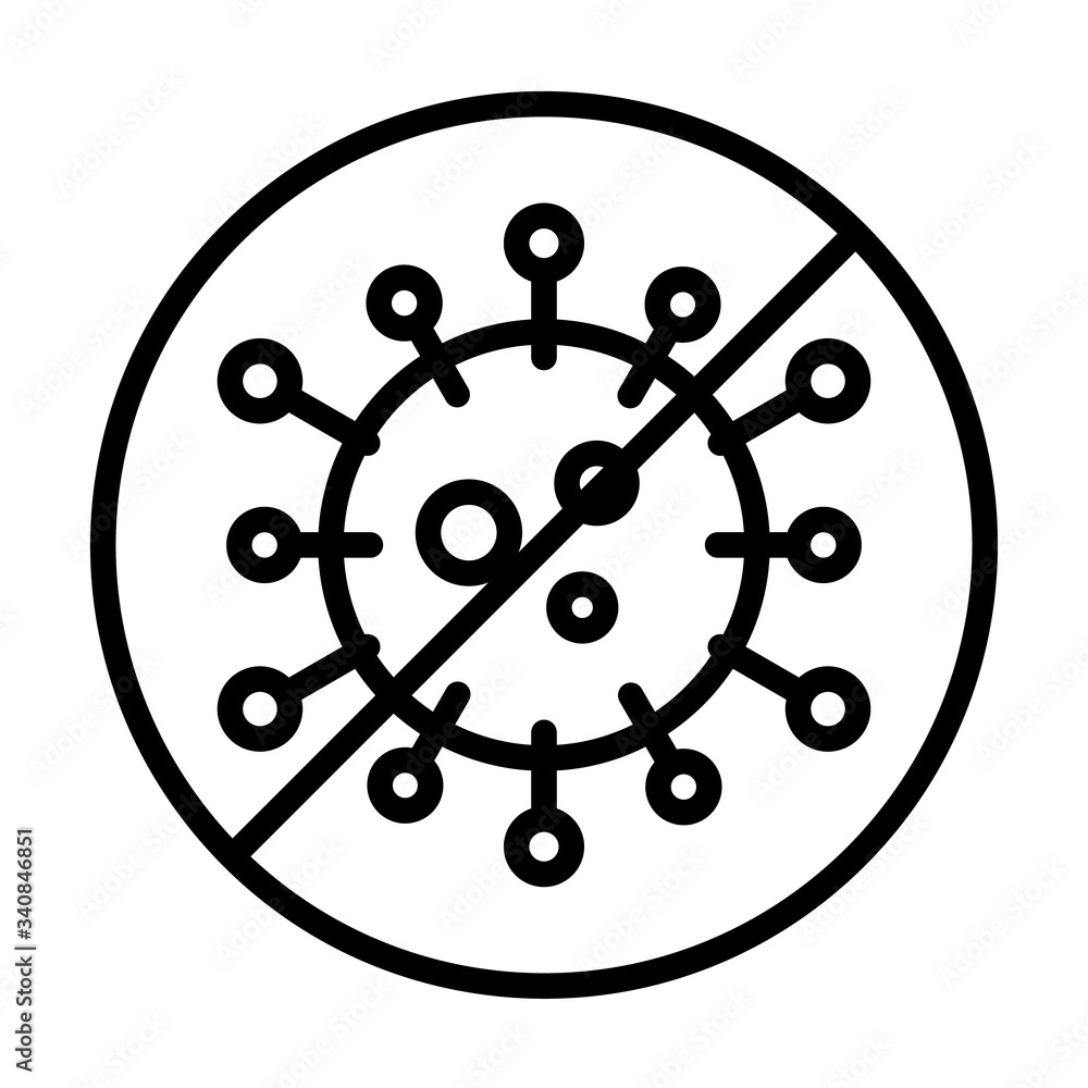 Stop coronavirus outline vector icon isolated on white background. Coronavirus 2019-ncov prohibition sign icon. Prevention of coronavirus Stop coronavirus outline vector icon isolated on white background. Coronavirus 2019-ncov prohibition sign icon. Prevention of coronavirus