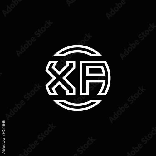 XA logo monogram with negative space circle rounded design template