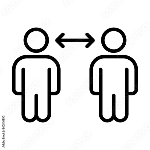 keep your distance outline vector icon isolated on white background. Coronavirus prevention