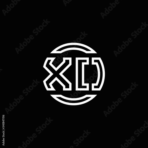 XO logo monogram with negative space circle rounded design template