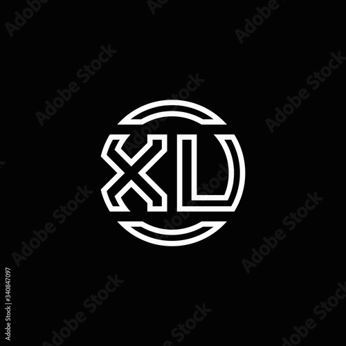 XU logo monogram with negative space circle rounded design template