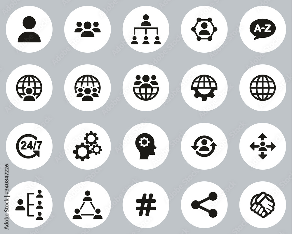 Organization & Structure Icons Black & White Flat Design Circle Set Big Organization & Structure Icons Black & White Flat Design Circle Set Big