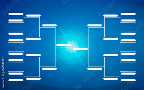Tournament bracket template for 32 teams on blue background
