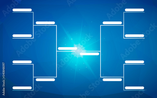 Tournament bracket template for 8 teams on blue background