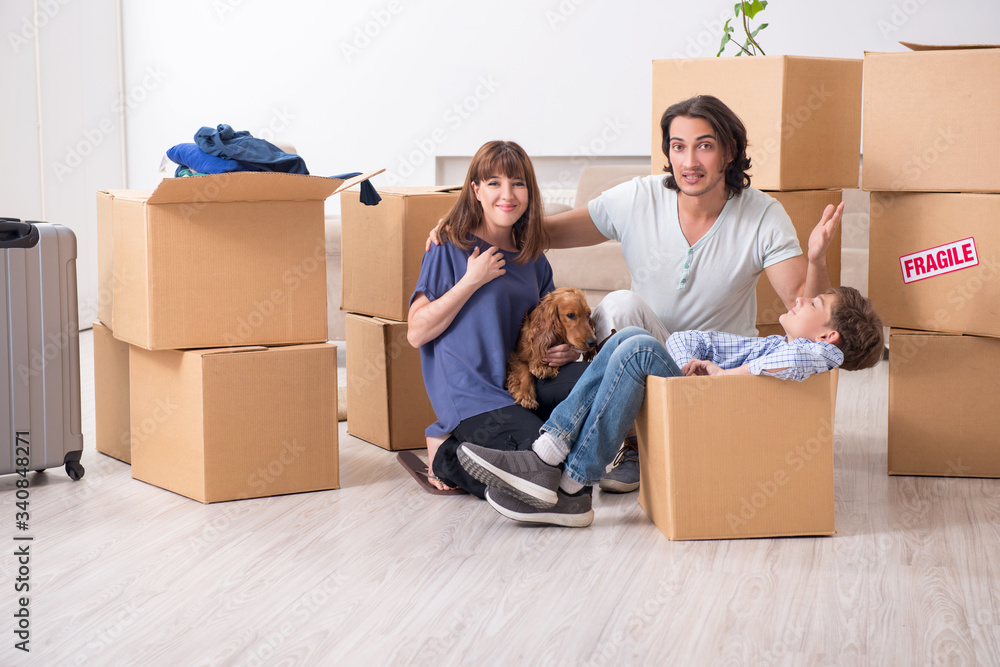 Young family moving to new flat Young family moving to new flat