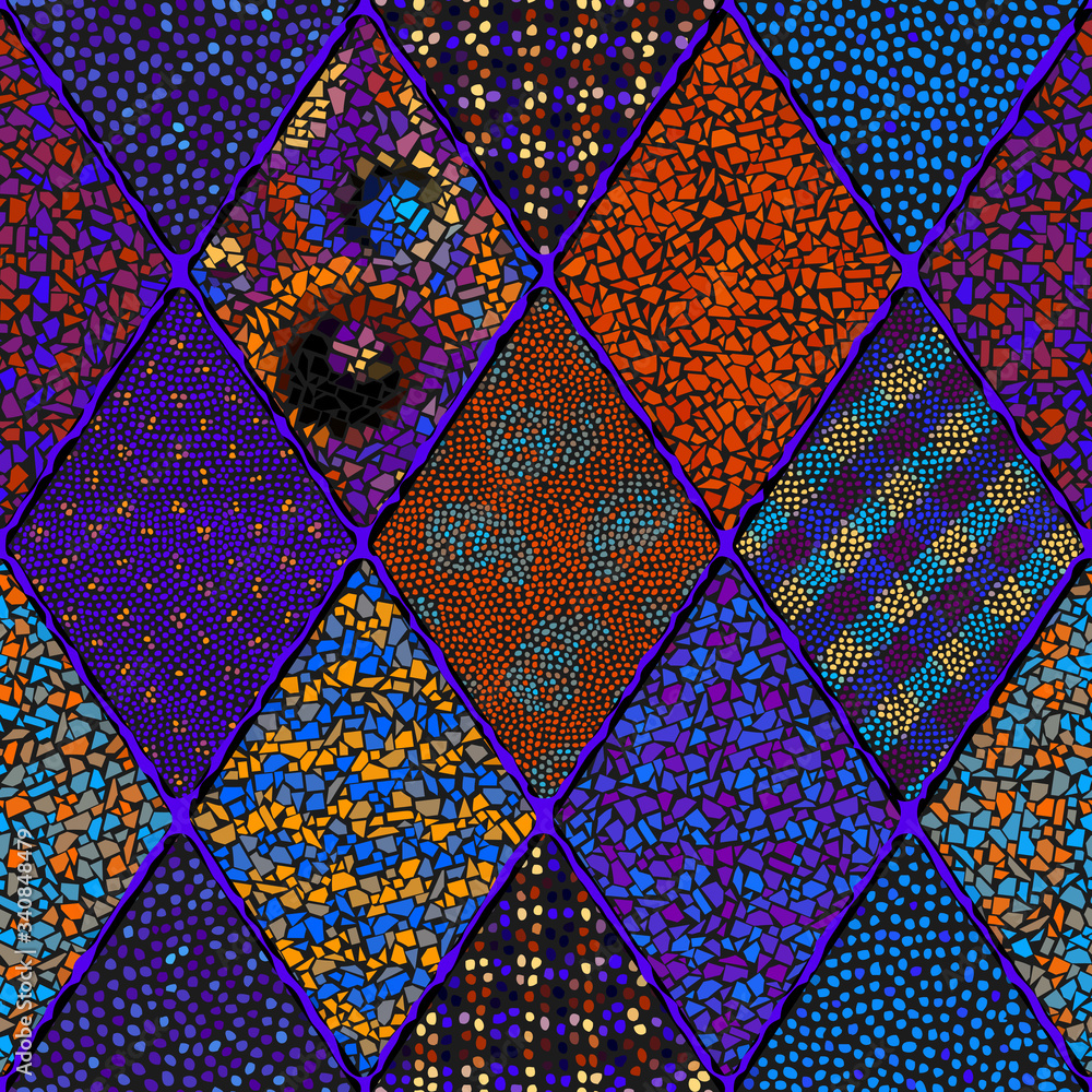 Vector seamless mosaic art pattern. Art background. Vector seamless mosaic art pattern. Art background.