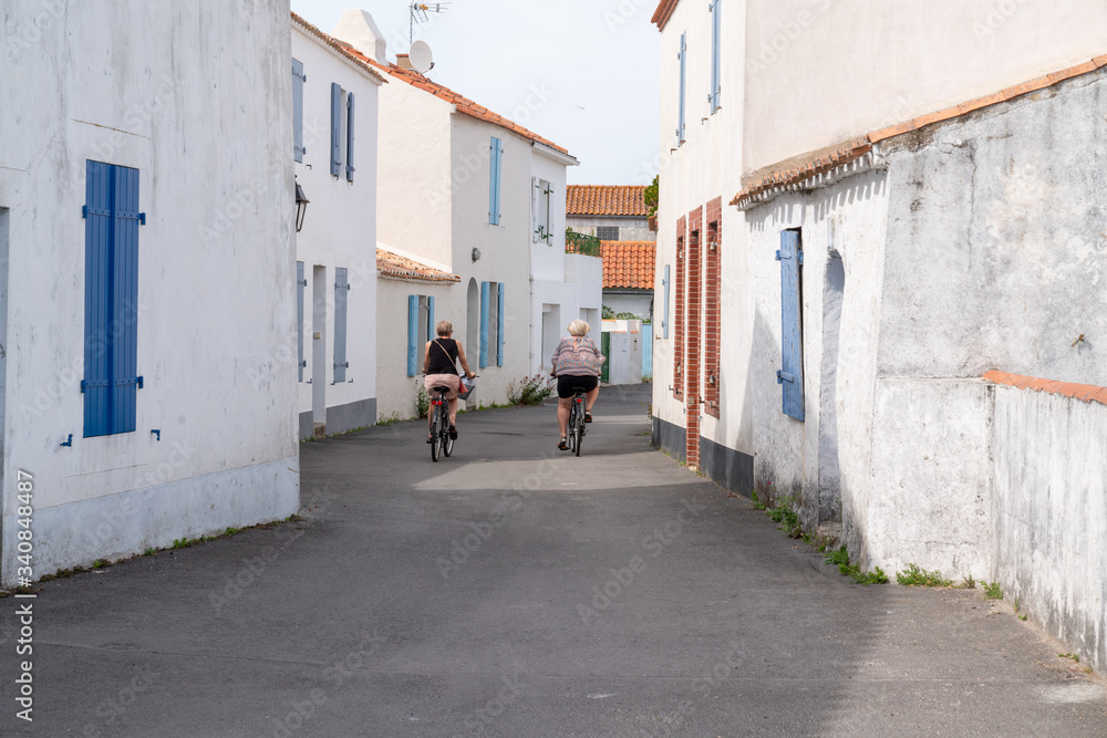 Street and tourist vacation bike in Ile de Noirmoutier in Vendee brittany France Street and tourist vacation bike in Ile de Noirmoutier in Vendee brittany France