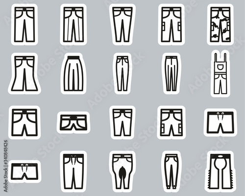 Pants Long   Short Icons Black   White Sticker Set Big